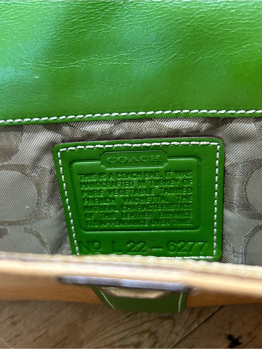 Coach Green & Natural Leather Wristlet - Picture 9 of 9
